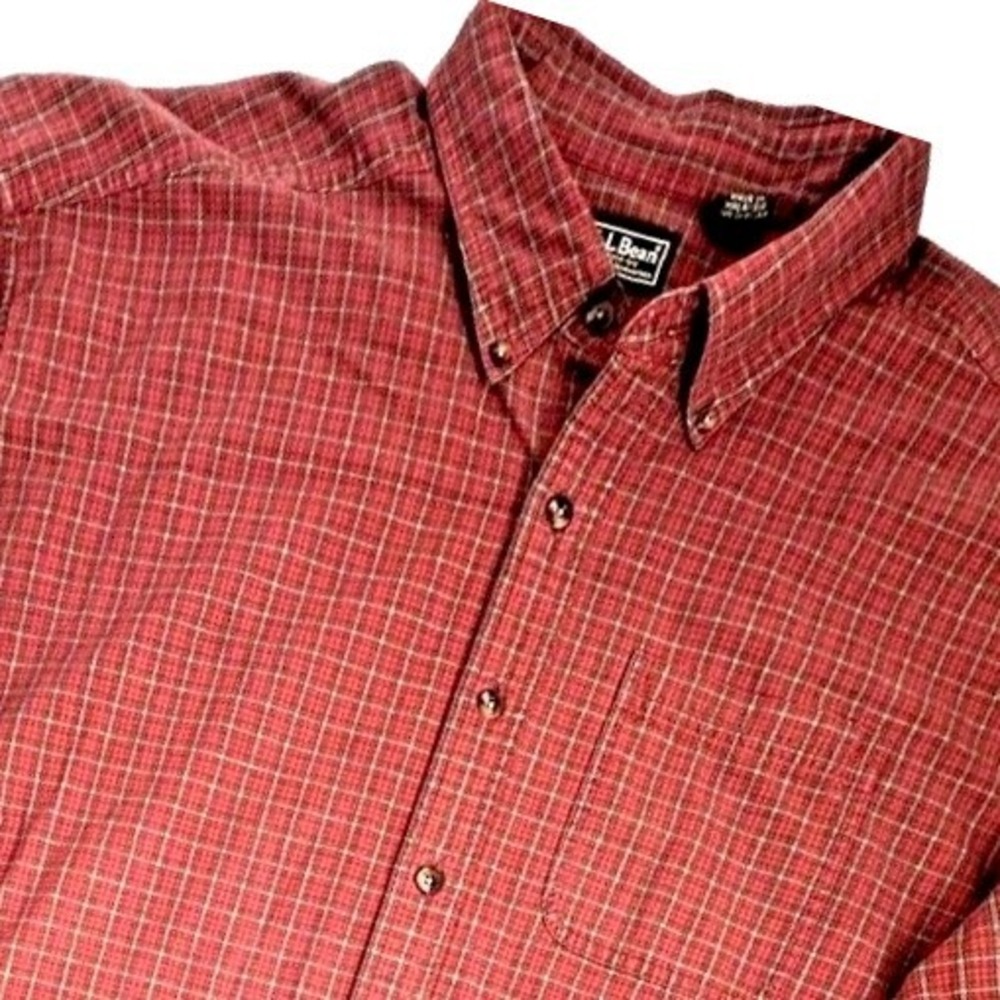 LL Bean Shirt Mens XXL Tall Red Scotch Plaid Flannel Outdoor Vintage USA Shacket